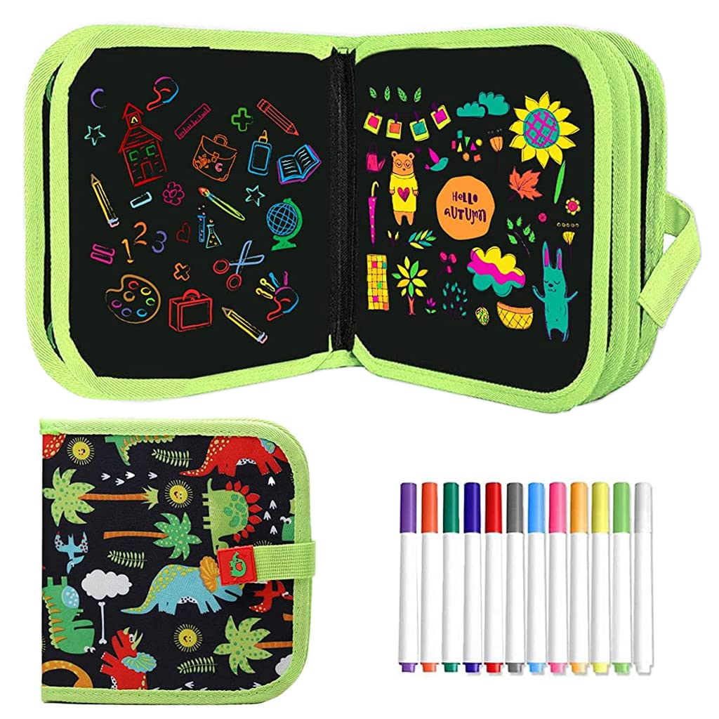 PATPAT Erasable Doodle Drawing Books, 14 Pages Reusable Drawing Pads with 12 Water-Soluble Chalk Markers for Children, Preschool Art Toy, Portable Writing Painting Gift Set for Boys and Girls PATPAT Erasable Doodle Drawing Books, 14 Pages Reusable Drawing Pads with 12 Water-Soluble Chalk Markers for Children, Preschool Art Toy, Portable Writing Painting Gift Set for Boys and Girls